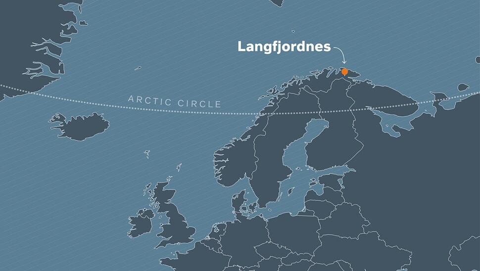 Map showing Langfjordnes