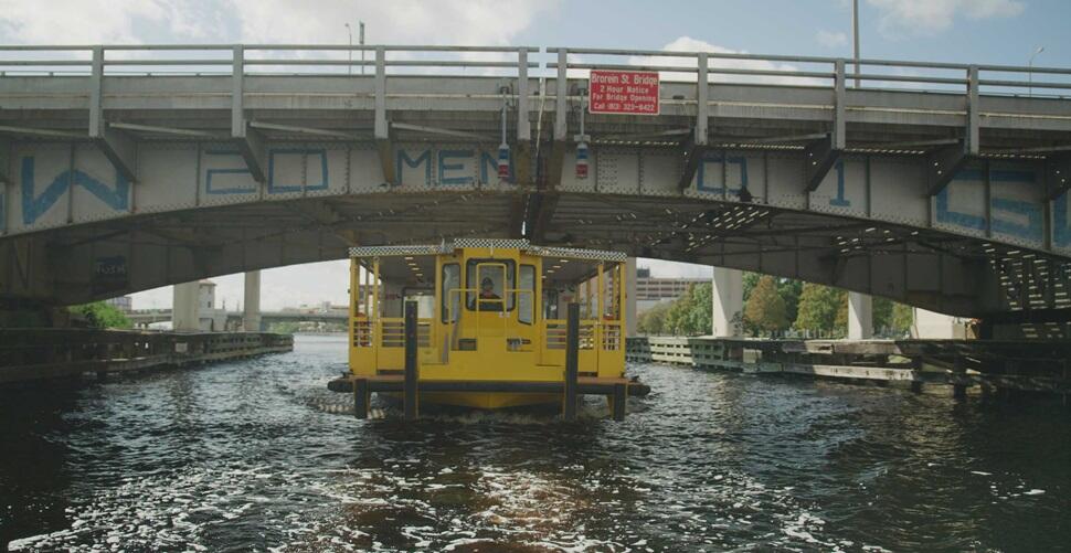 Captain Jack II passing under low bridge in Tampa, FL